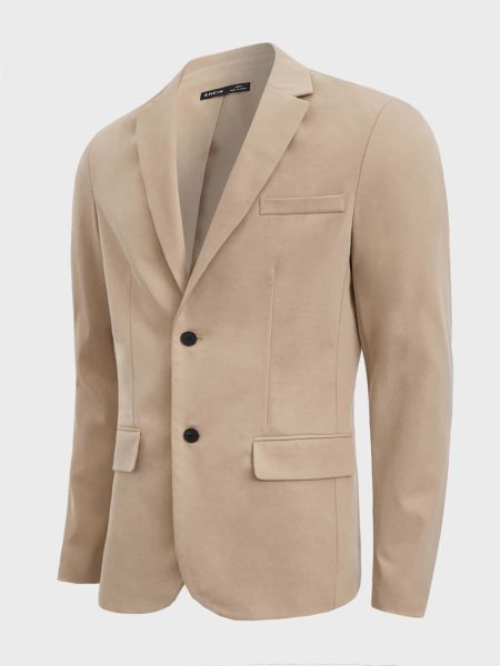 Khakhi Single Breasted Lapel Collar Flap Detail Blazer