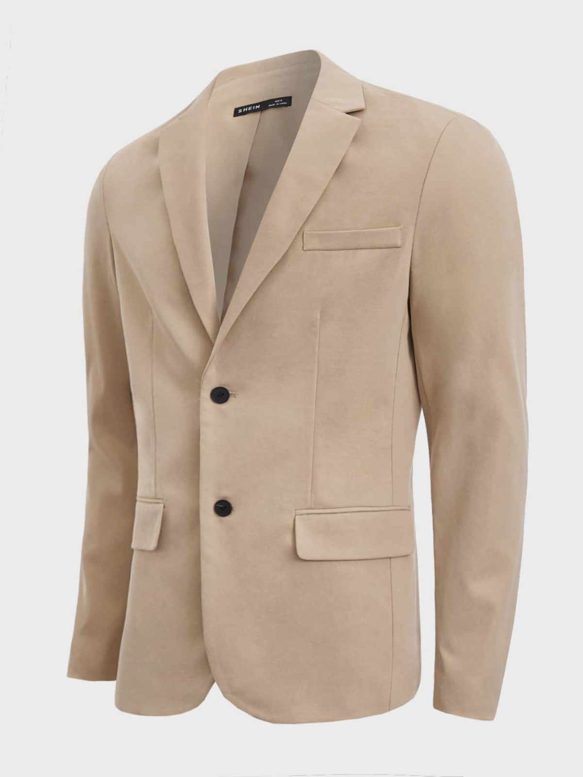 Khakhi Single Breasted Lapel Collar Flap Detail Blazer