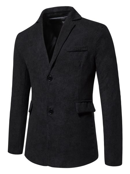 Single Breasted Button Front Corduroy Blazer