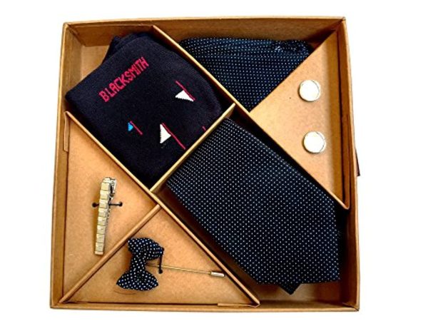 Cufflink, Polka Tie, Pocket Square, Socks, Lapel Pin, Tie Clip Set for Men