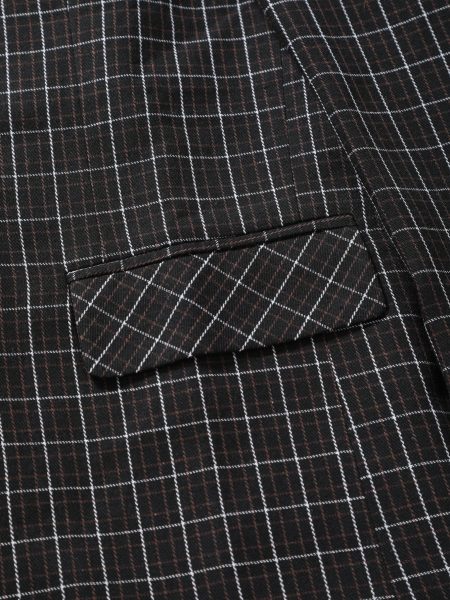 Black Plaid Single Button Lapel Blazer