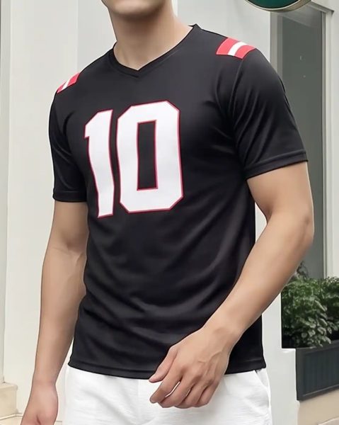 Men Short Sleeve Numeric Back & Chest Print Tshirt
