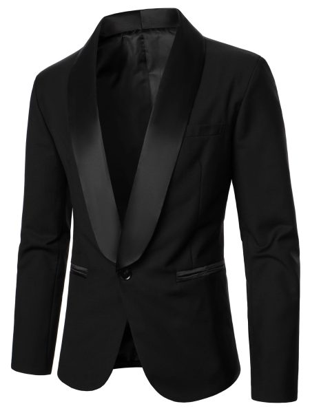 Black Shawl Collar Single Button Blazer