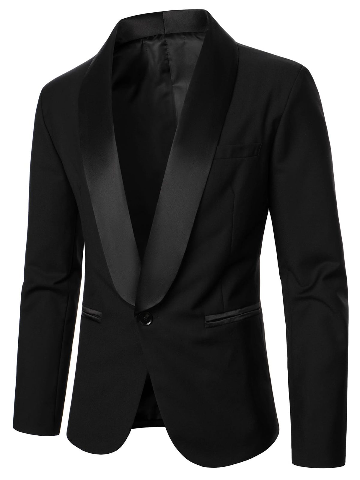 Black Shawl Collar Single Button Blazer
