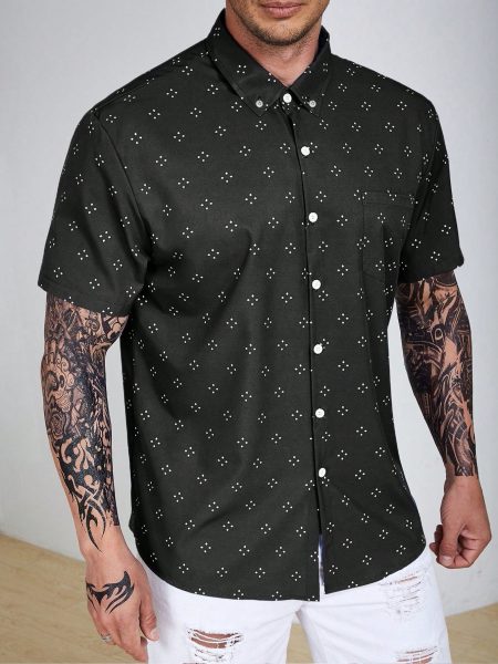 Allover Geo Print Short Sleeve Shirt