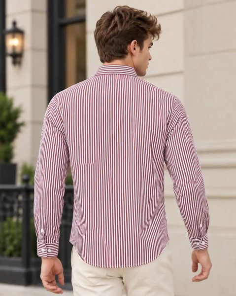 Men Spread Collar Full Sleeve Striped Shirt