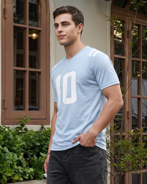 Men Short Sleeve Numeric Back & Chest Print Tshirt