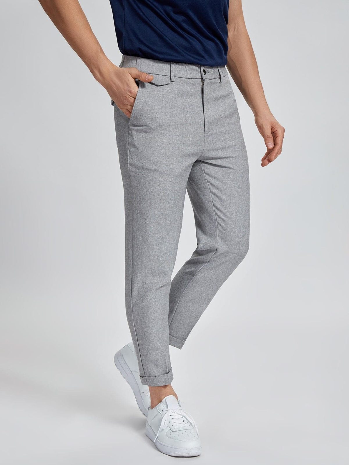 Slant Pocket Zipper Fly Cropped Trousers