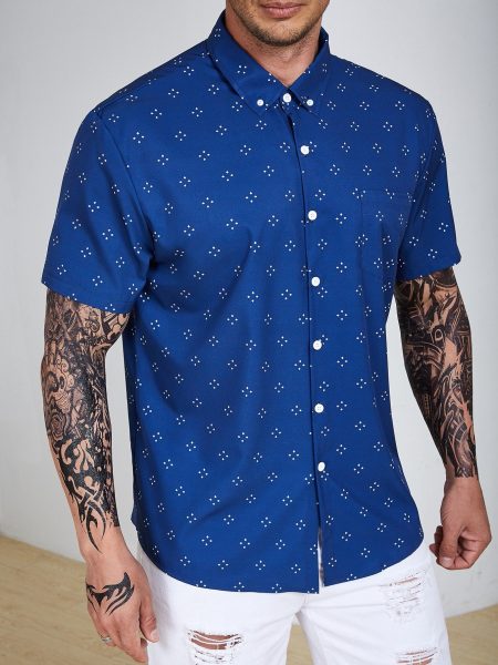 Allover Geo Print Short Sleeve Shirt