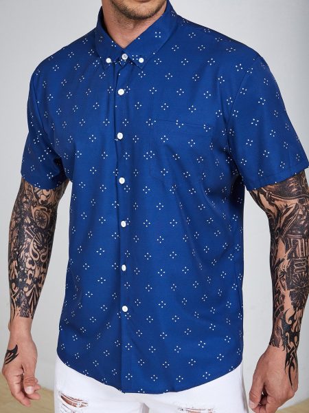 Allover Geo Print Short Sleeve Shirt