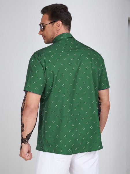 Allover Geo Print Short Sleeve Shirt