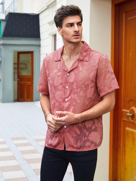 Dusty Pink Floral Appliques Button Through Shirt