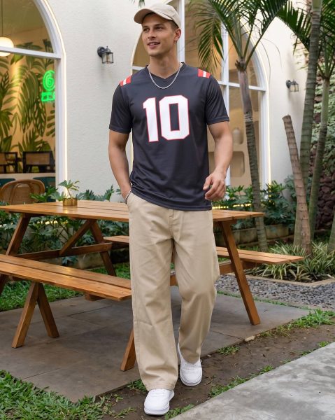 Men Short Sleeve Numeric Back & Chest Print Tshirt