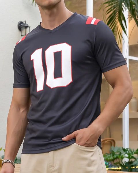Men Short Sleeve Numeric Back & Chest Print Tshirt