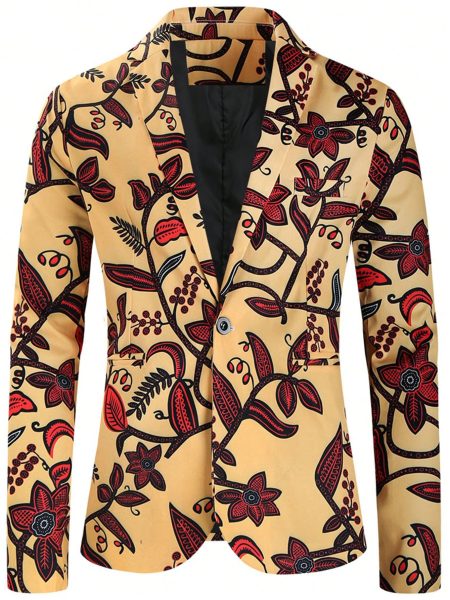 Random Floral Print Single Button Blazer