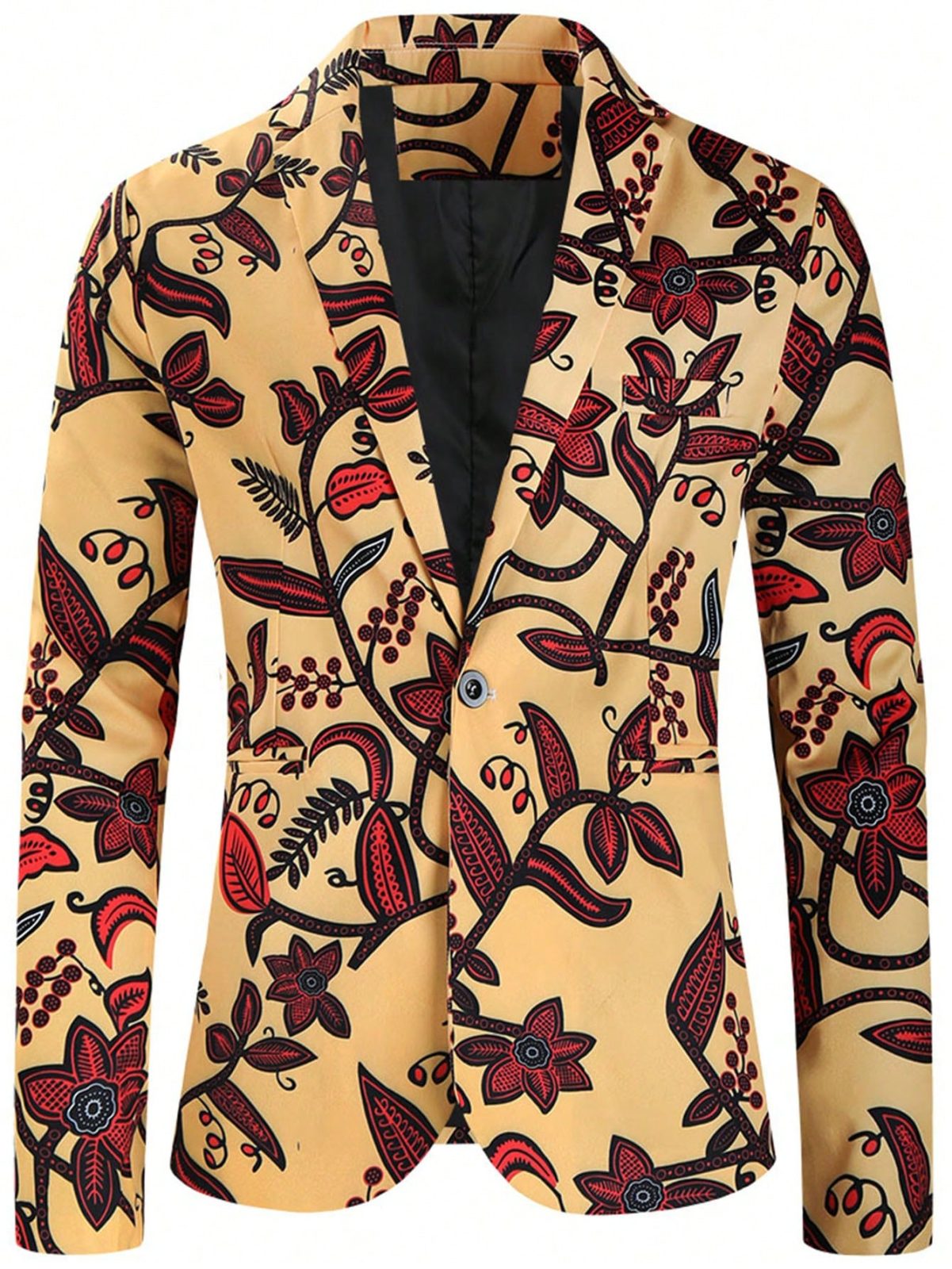 Random Floral Print Single Button Blazer