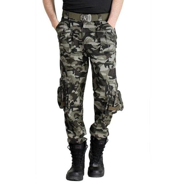 Military Style Tactical Camo Multi Pocket Zipper Cargo Pants