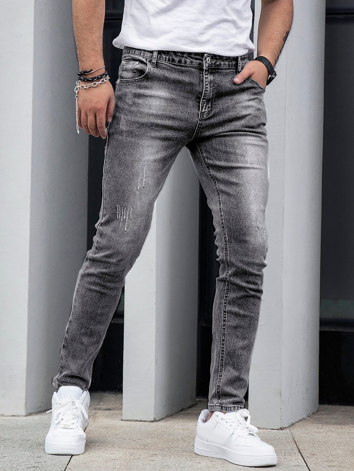 Slant Pocket Cat Scratch Jeans