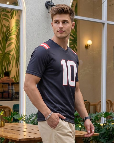 Men Short Sleeve Numeric Back & Chest Print Tshirt