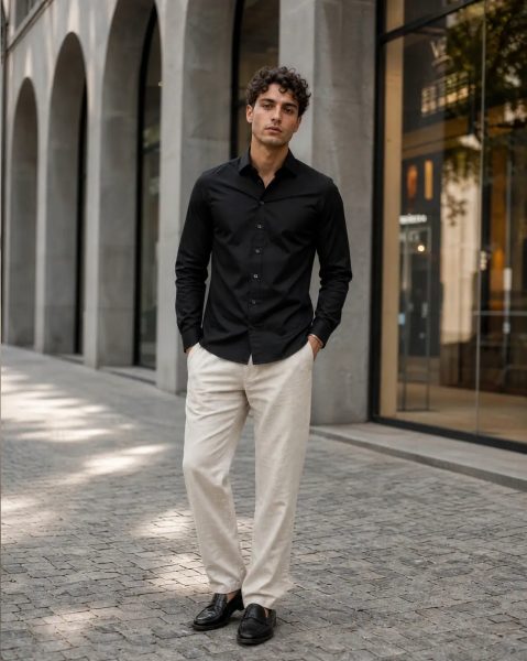 Medium Length Spread Collar Full Sleeve Shirt