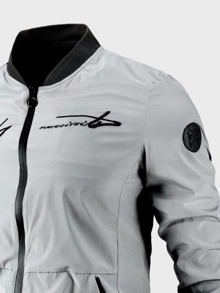 Letter Embroidery Zipper Bomber Jacket