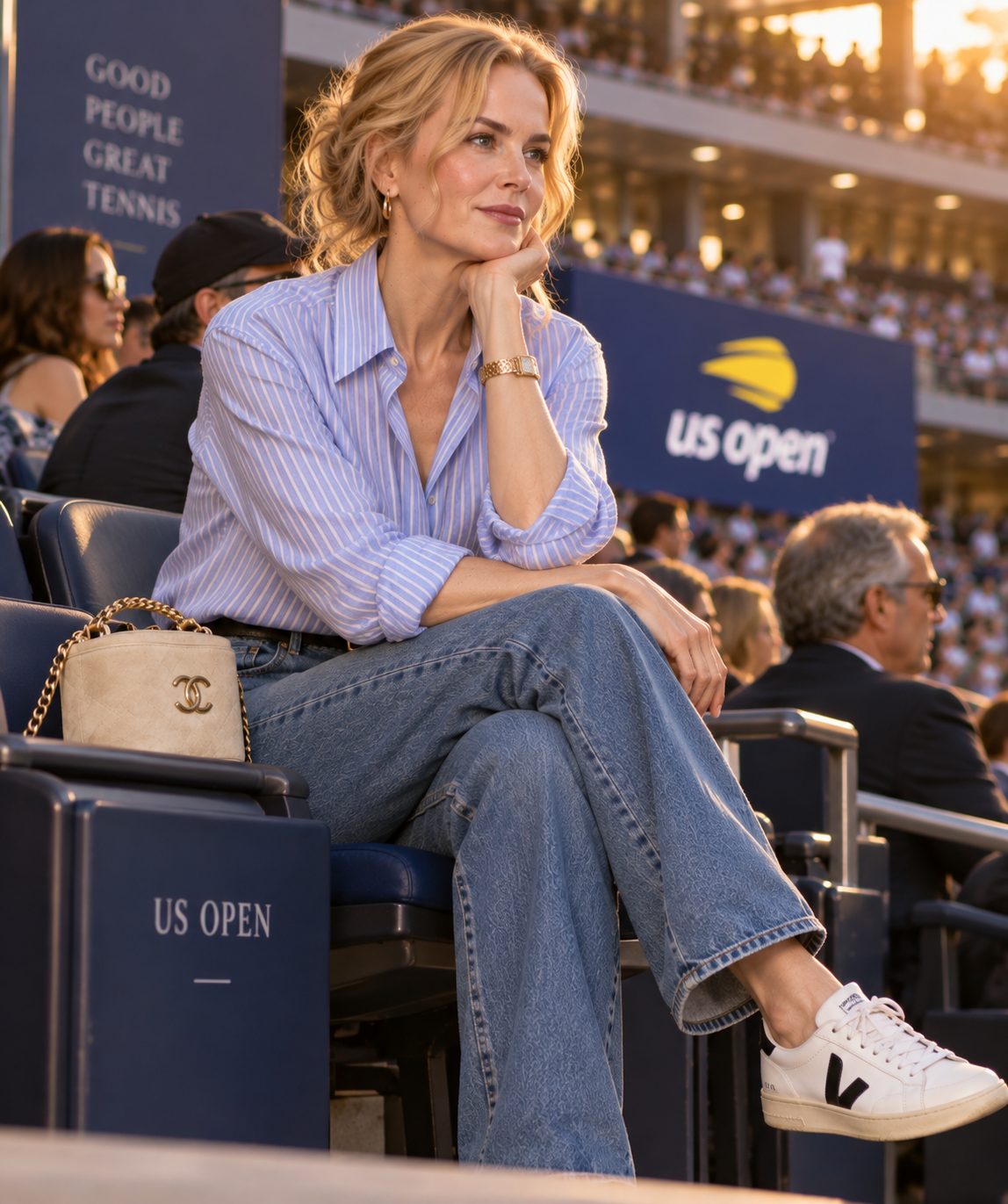 Nicole Kidman captured in a moment of reflection at the US Open.