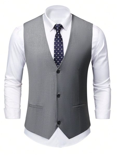 Grey Buckled Back Button Front Waistcoat