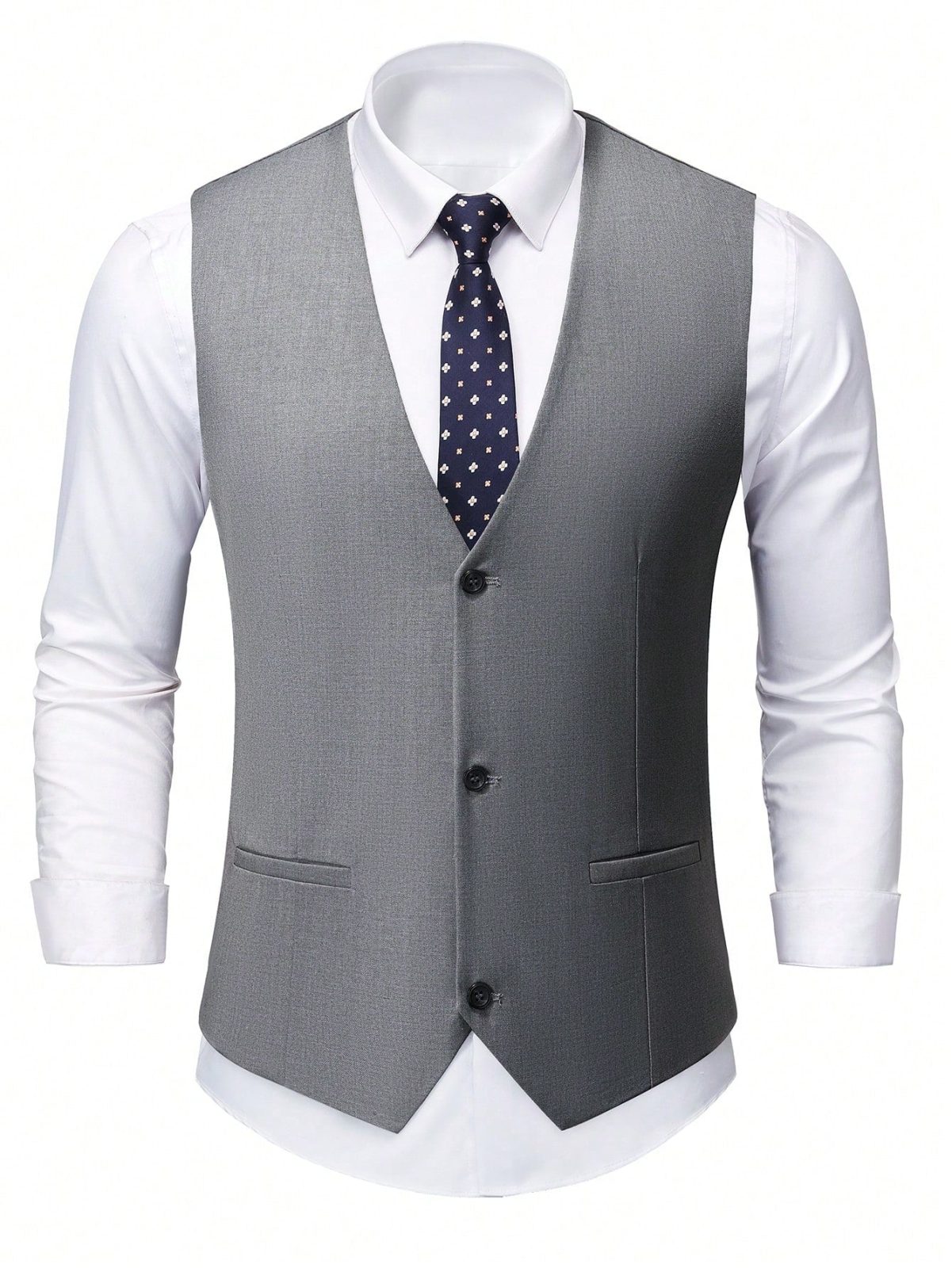 Grey Buckled Back Button Front Waistcoat