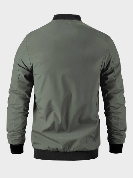 Letter Embroidery Zipper Bomber Jacket