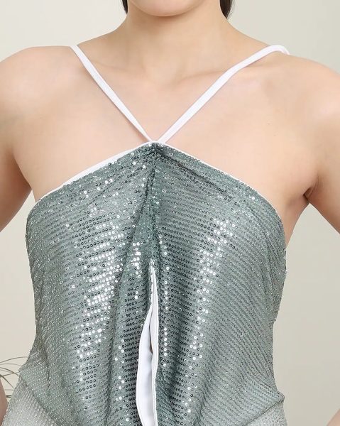 Spaghetti Strap Ombre Sequin Cut-Out Bodycon Dress