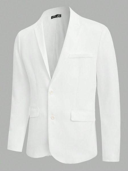 White Shawl Collar Single Breasted Button Front Blazer