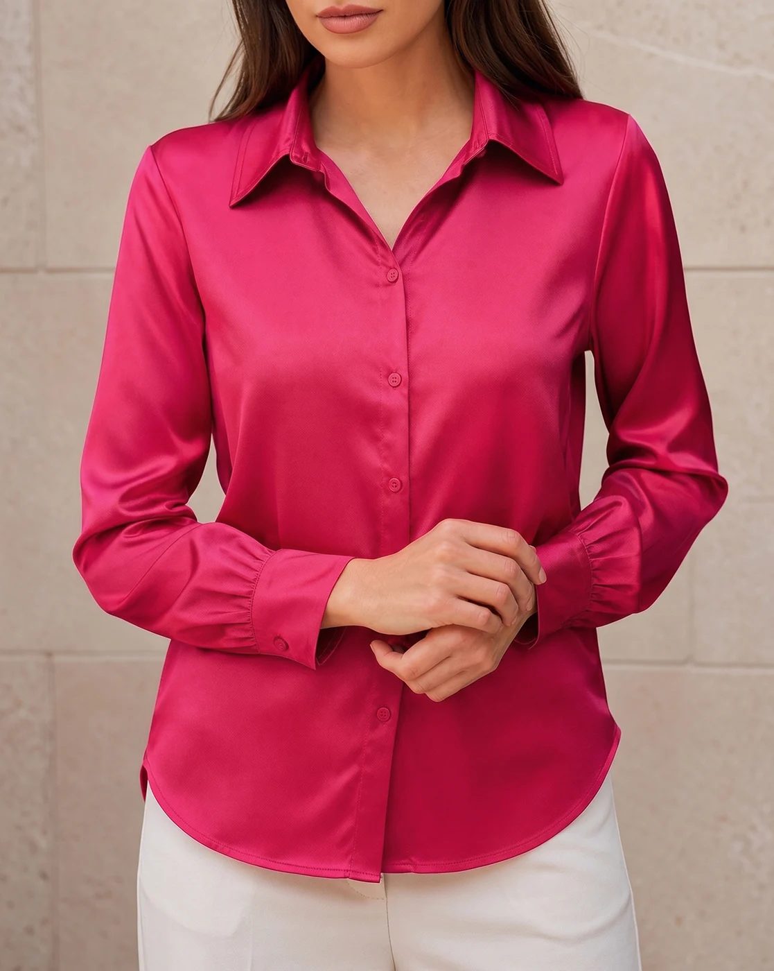 Spread Collar Full Cuffed Sleeve Long Shirt