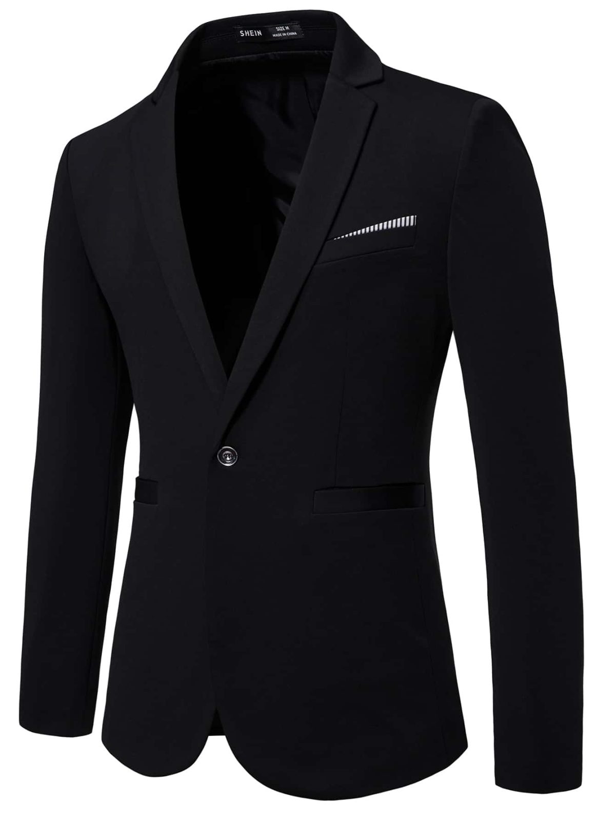 Black Lapel Collar Single Button Blazer