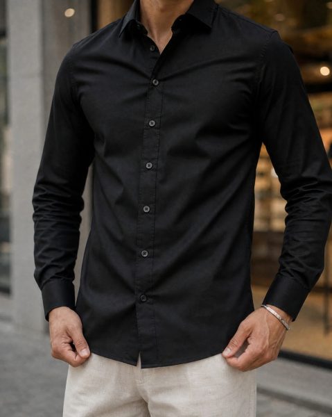 Medium Length Spread Collar Full Sleeve Shirt