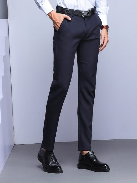 Navy Blue Slant Pocket Tailored Trousers