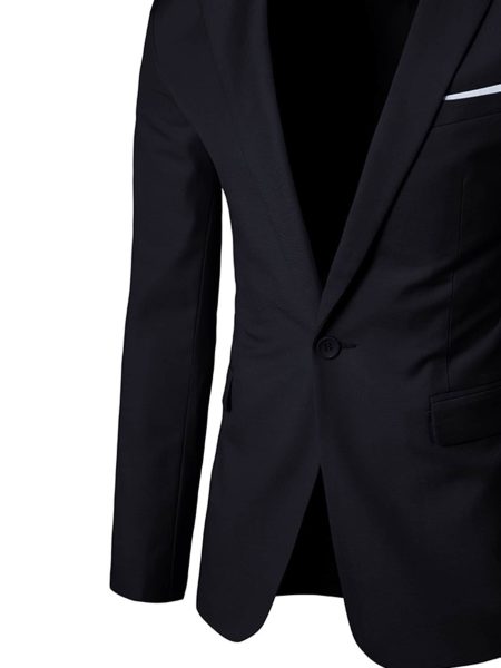 Black Lapel Neck Single Button Blazer