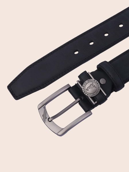 Black PU Letter Detail Belt