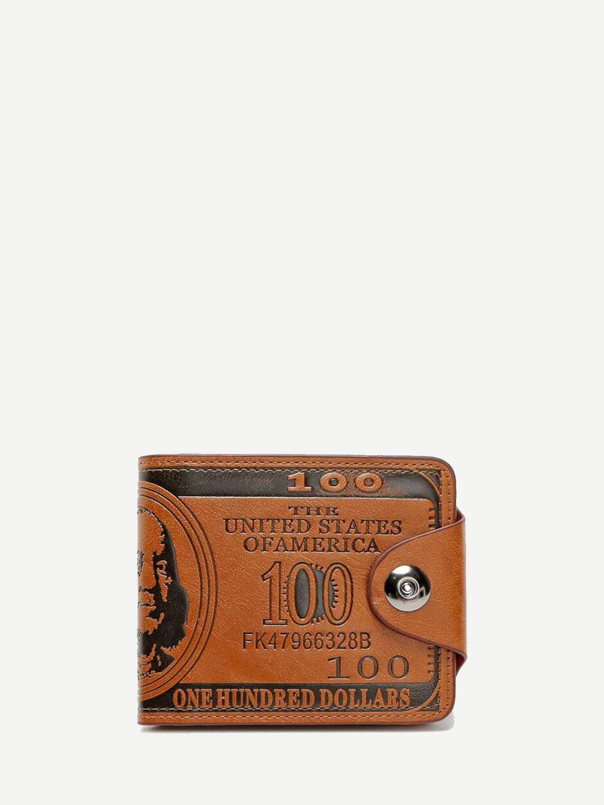 PU Leather Brown Slogan Print Fold Over Wallet