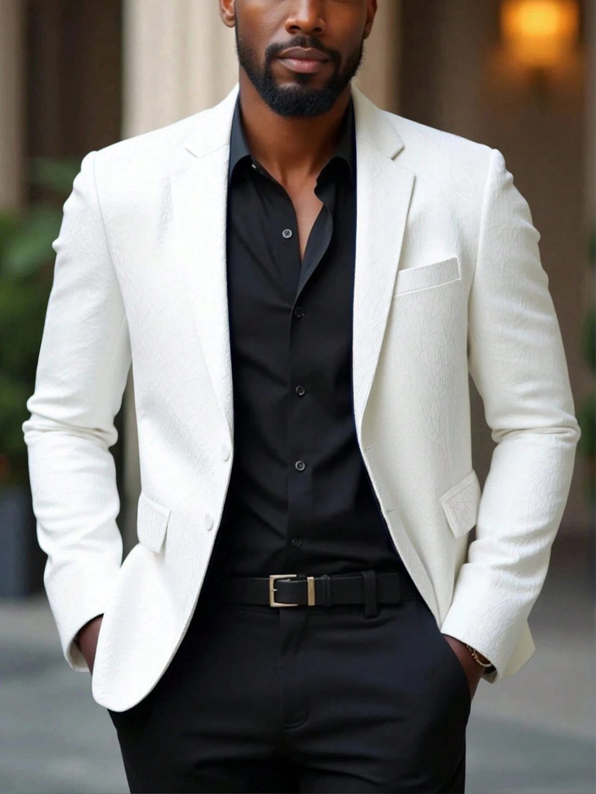 Men's White Floral Blazer – Slim Fit, Ditsy Print & Effortlessly Distinctive