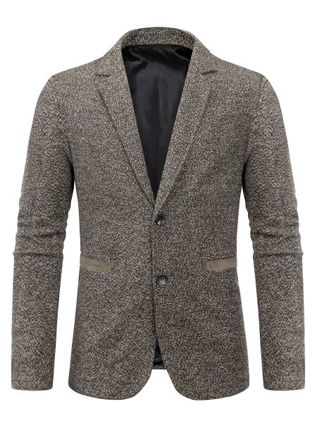 Brown Single Breasted Button Front Lapel Collar Blazer