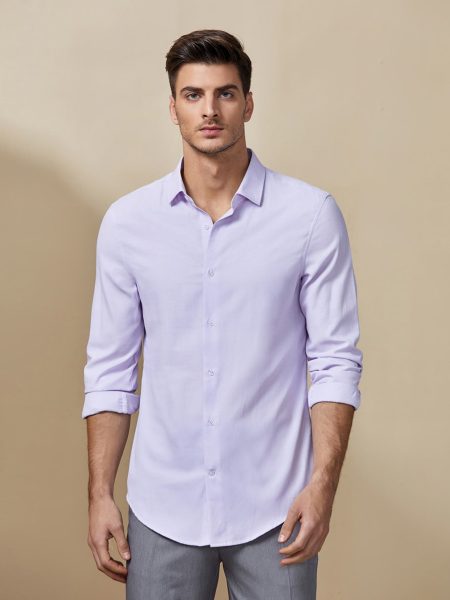 Lilac Purple Solid Button Through Shirt