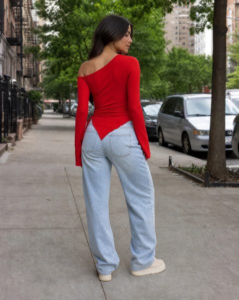 One Shoulder Side Ruched Top