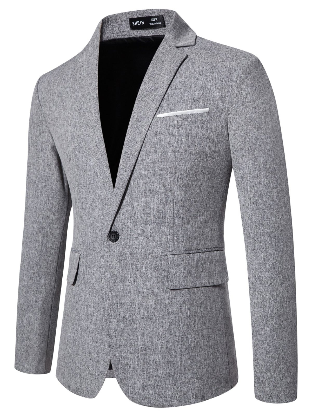 Grey Single Front Button Flap Detail Blazer
