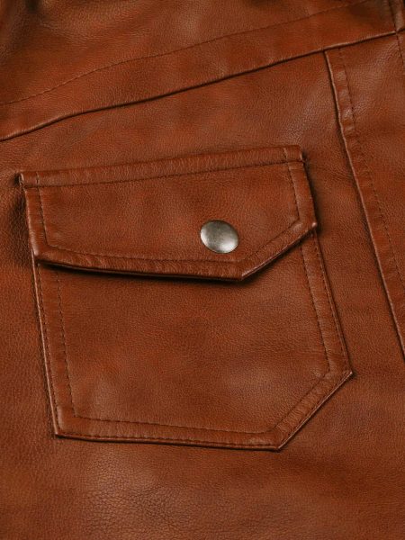 Zip Up Hooded PU Leather Jacket