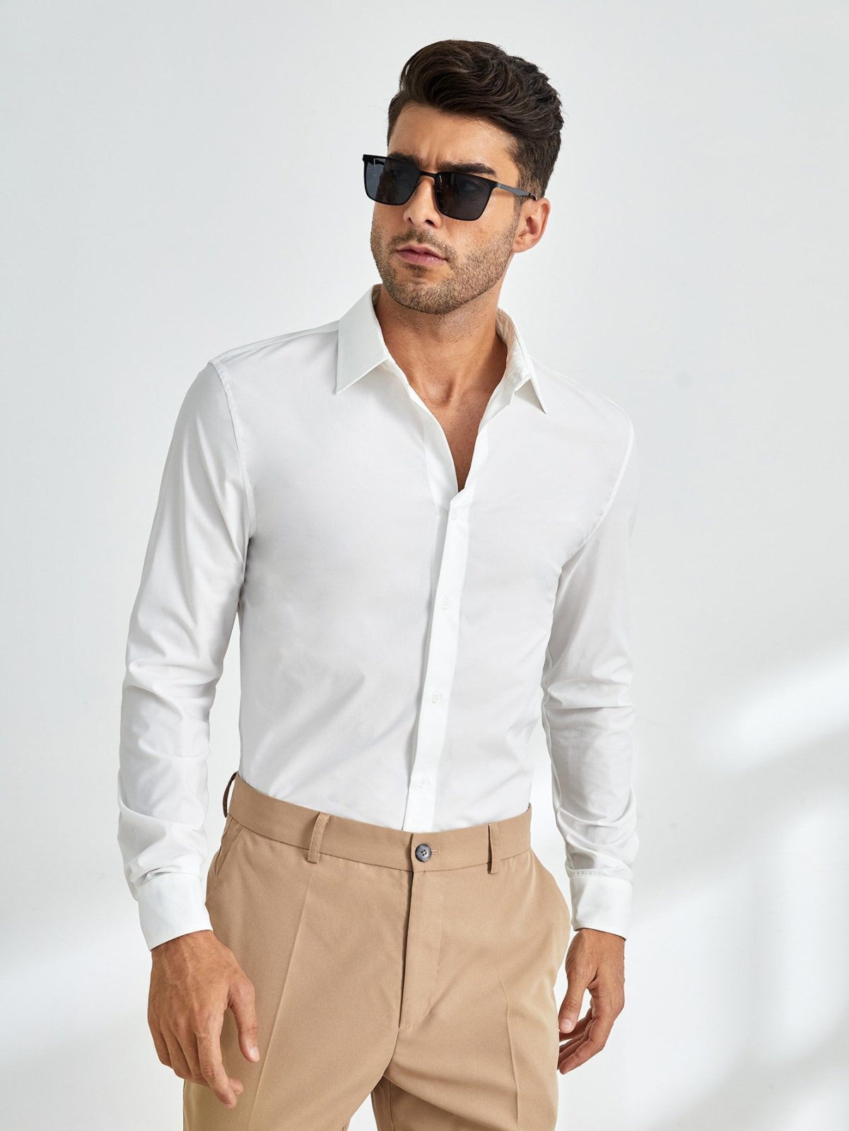 Solid Button Front Full Sleeve Shirt