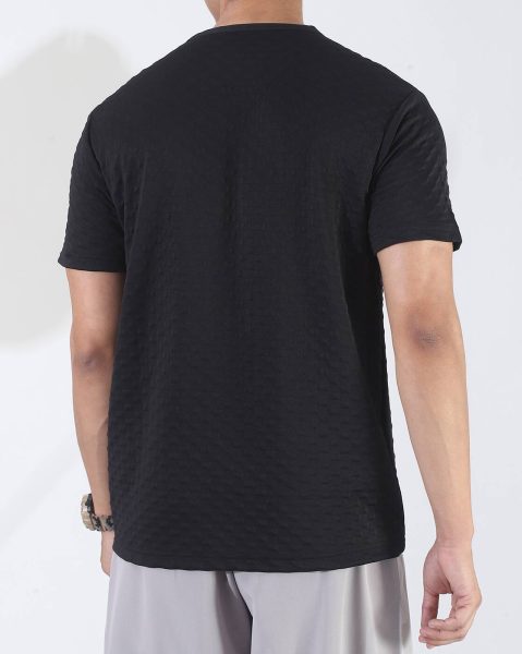 Notched Neck Short Sleeve Self-Designed Tshirt