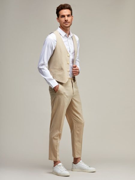 Button Front Sleeveless Waistcoat and Trousers