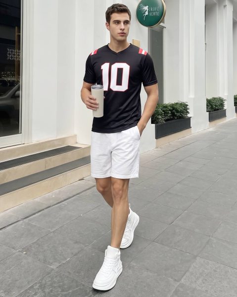 Men Short Sleeve Numeric Back & Chest Print Tshirt
