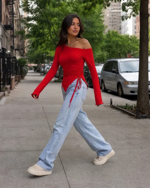 One Shoulder Side Ruched Top