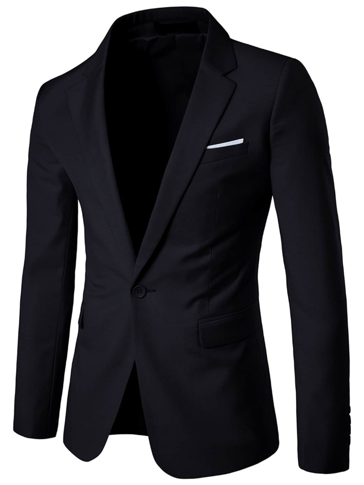 Black Lapel Neck Single Button Blazer